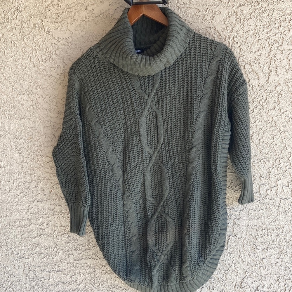 Express small navy green cow neck sweater  fall autumn